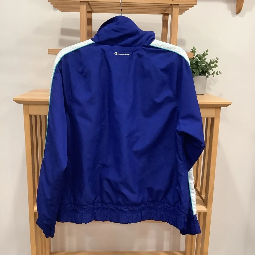 Vintage Y2K Champion Blue Teal White Colour Block Zippered Jacket Size XL - Picture 8 of 13
